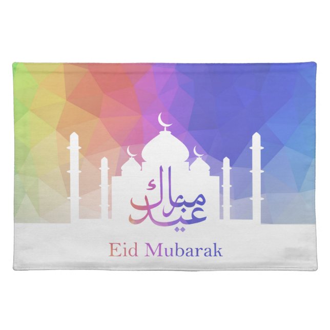 Colorful Rainbow Polygonal Eid - Cloth Placemat (Front)