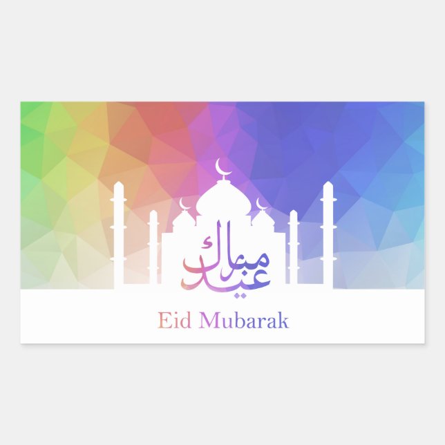 Colorful Rainbow Polygonal Eid Mosque - Sticker (Front)
