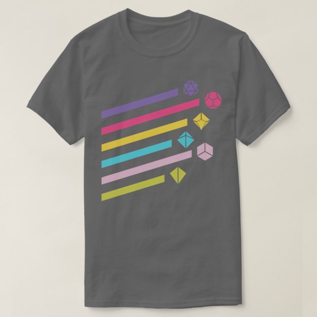 Colorful Rainbow Polyhedral Dice Set Ray T-Shirt (Design Front)