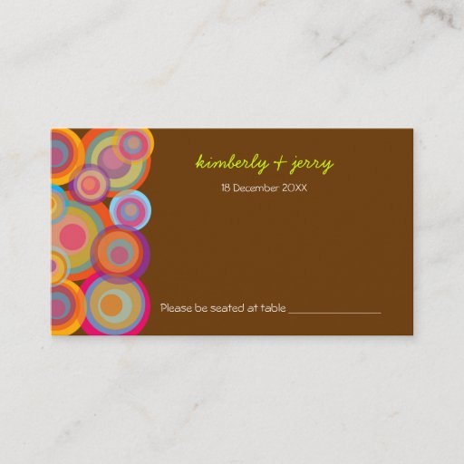 Customizable Rainbow Pop Circles Fun Groovy Place / Table Card Business Card