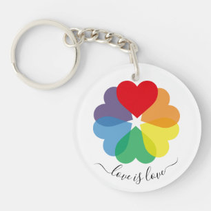 Colorful Rainbow Pride Hearts Keychain