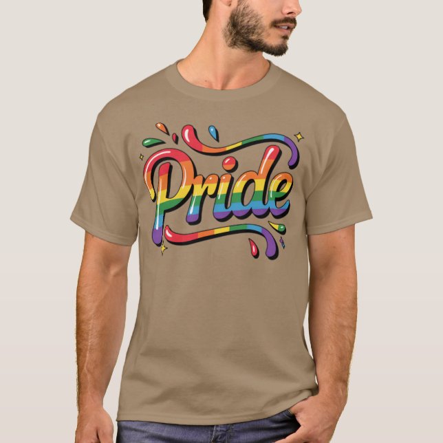 Colorful Rainbow Pride LGBTQ Celebration Design T-Shirt (Front)