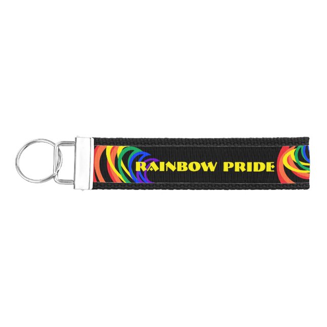 Colorful Rainbow Pride Pattern Wrist Keychain (Keys on Left)