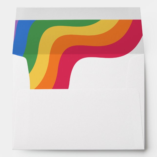 Colorful Rainbow Pride Stripes LGBTQ Gay Wedding Envelope (Back (Bottom))