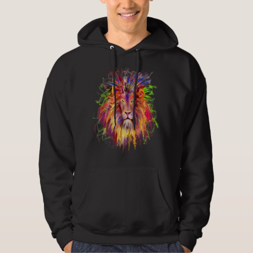 Colorful Rainbow Psychedelic Tribal Lion Head Prin Hoodie