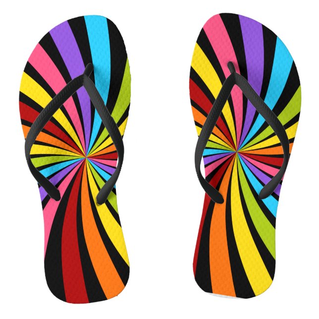 Colorful Rainbow Radial Pattern Flip Flops (Footbed)