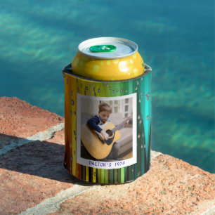 Colorful Rainbow Rain 40th 50th Birthday Modern Can Cooler