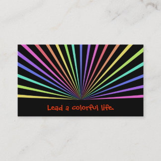Colorful Rainbow Rays on Black Business Card