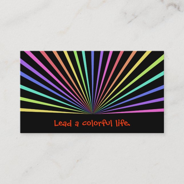 Colorful Rainbow Rays on Black Business Card (Front)