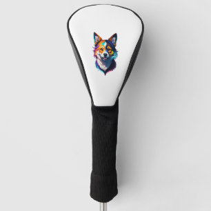 colorful rainbow realistic corgi dog design golf head cover