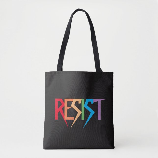 Colorful Rainbow Resist Tote Bag (Front)