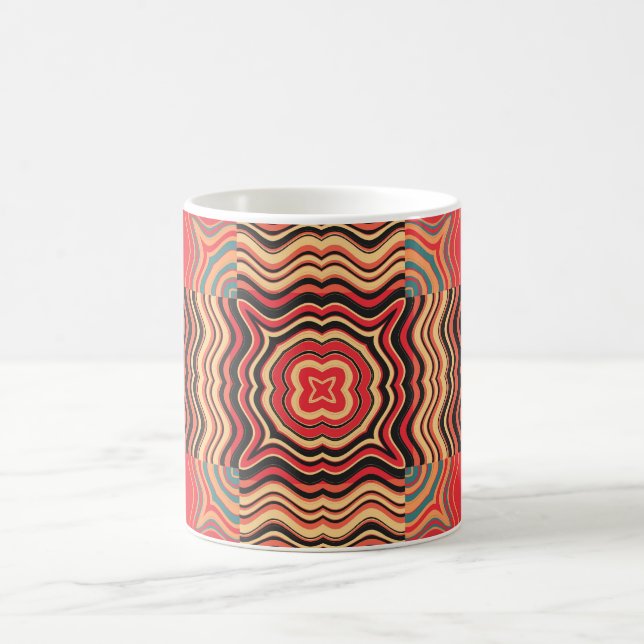 Colorful Rainbow Retro Seamless Pattern Square Coffee Mug (Center)
