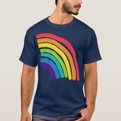 Colorful Rainbow Right Half Graphic T_Shirt