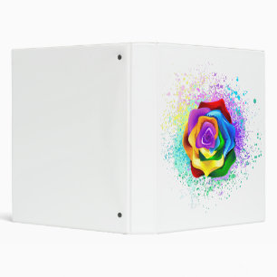 Colorful Rainbow Rose 3 Ring Binder