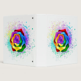 Colorful Rainbow Rose 3 Ring Binder