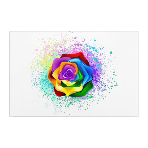 Colorful Rainbow Rose Acrylic Print