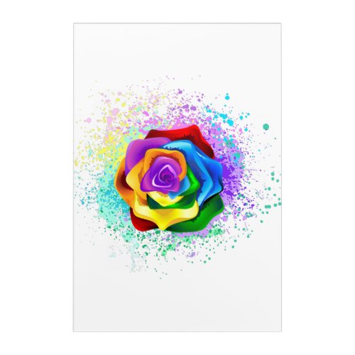 Colorful Rainbow Rose Acrylic Print