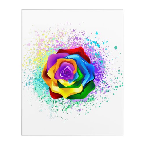 Colorful Rainbow Rose Acrylic Print