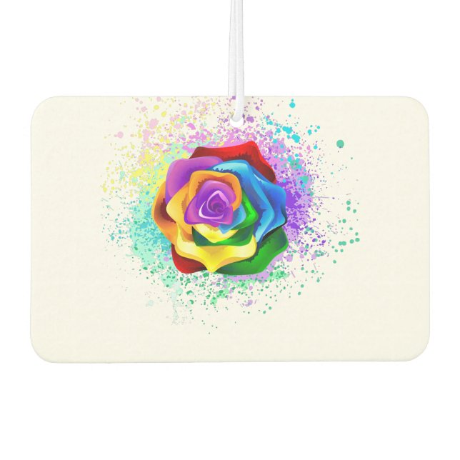 Colorful Rainbow Rose Air Freshener (Front)