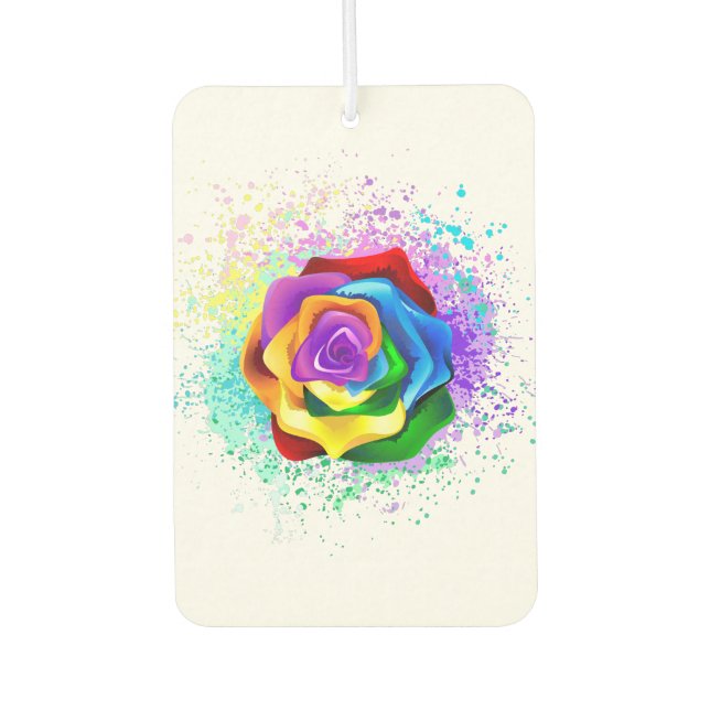 Colorful Rainbow Rose Air Freshener (Front)