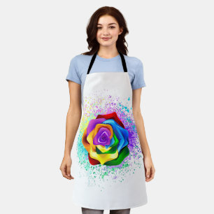 Colorful Rainbow Rose Apron