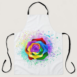Colorful Rainbow Rose Apron