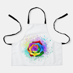 Colorful Rainbow Rose Apron