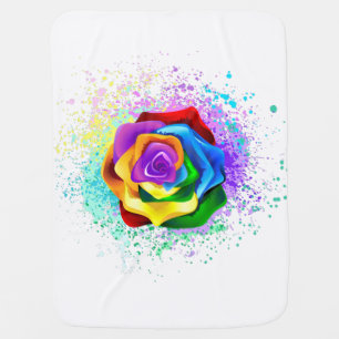 Colorful Rainbow Rose Baby Blanket
