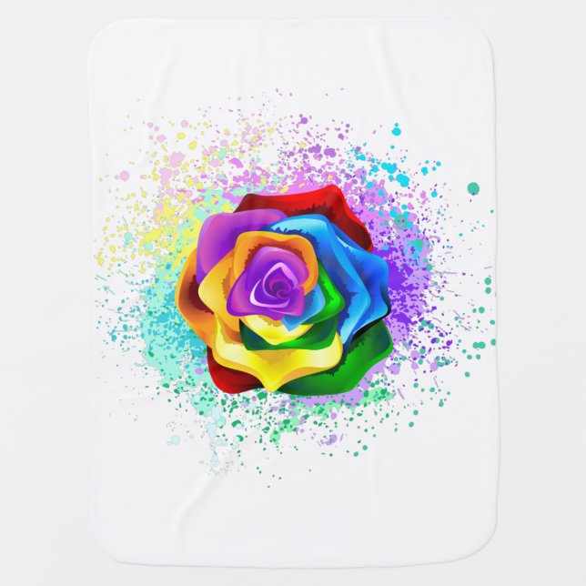 Colorful Rainbow Rose Baby Blanket (Front)