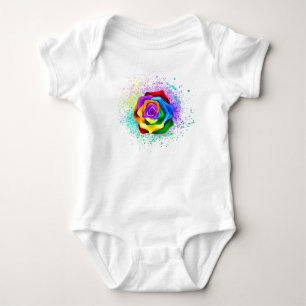 Colorful Rainbow Rose Baby Bodysuit