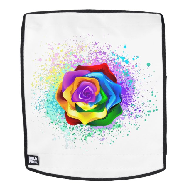 Colorful Rainbow Rose Backpack (Removable Face)