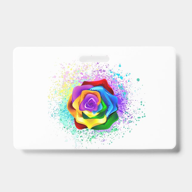 Colorful Rainbow Rose Badge (Front)