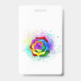 Colorful Rainbow Rose Badge