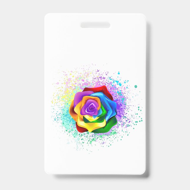 Colorful Rainbow Rose Badge (Front)