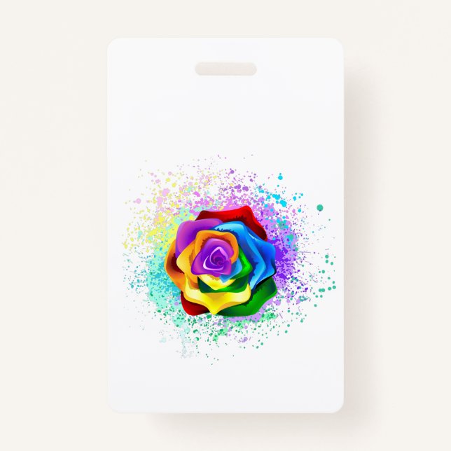 Colorful Rainbow Rose Badge (Front)