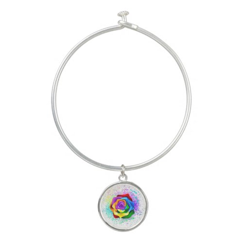 Colorful Rainbow Rose Bangle Bracelet