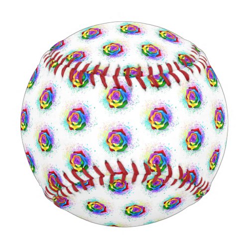 Colorful Rainbow Rose Baseball