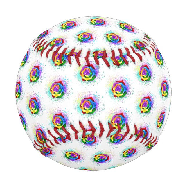 Colorful Rainbow Rose Baseball (Front)