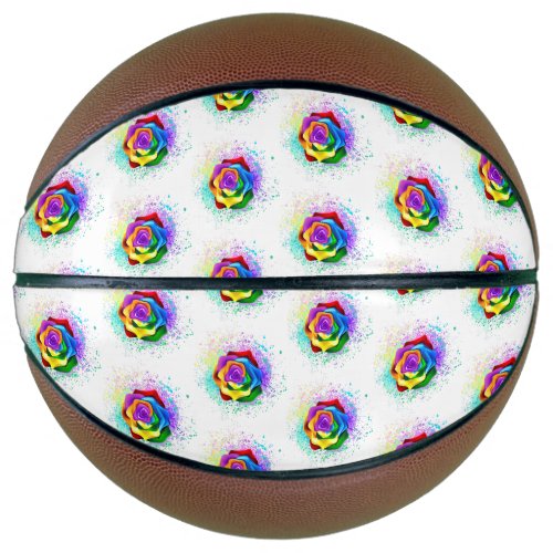 Colorful Rainbow Rose Basketball