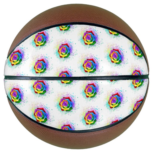 Colorful Rainbow Rose Basketball (Front)