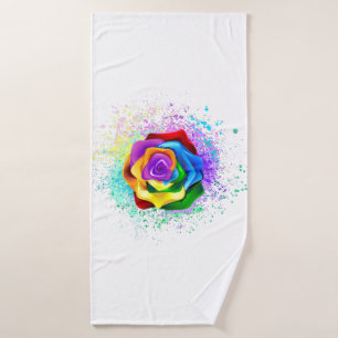 Colorful Rainbow Rose Bath Towel