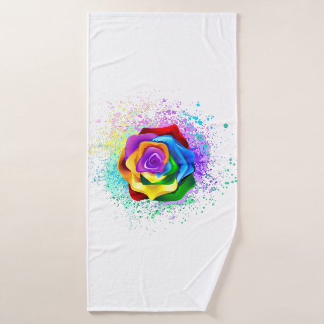 Colorful Rainbow Rose Bath Towel (Bath Towel)
