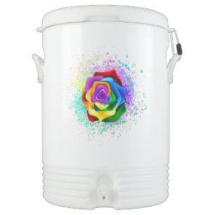 Colorful Rainbow Rose Beverage Cooler