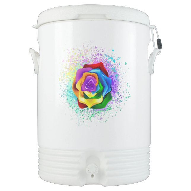 Colorful Rainbow Rose Beverage Cooler (Front)