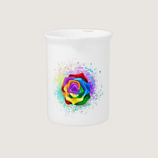 Colorful Rainbow Rose Beverage Pitcher