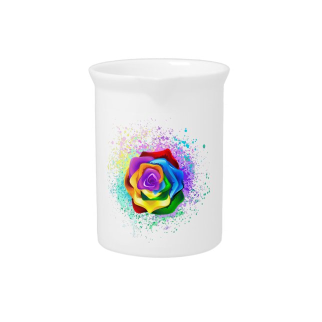 Colorful Rainbow Rose Beverage Pitcher (Front)