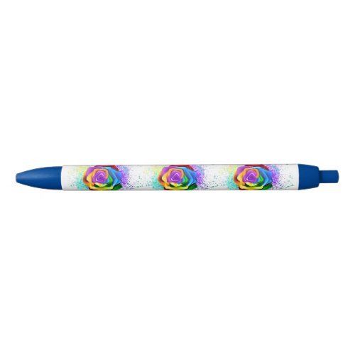 Colorful Rainbow Rose Black Ink Pen