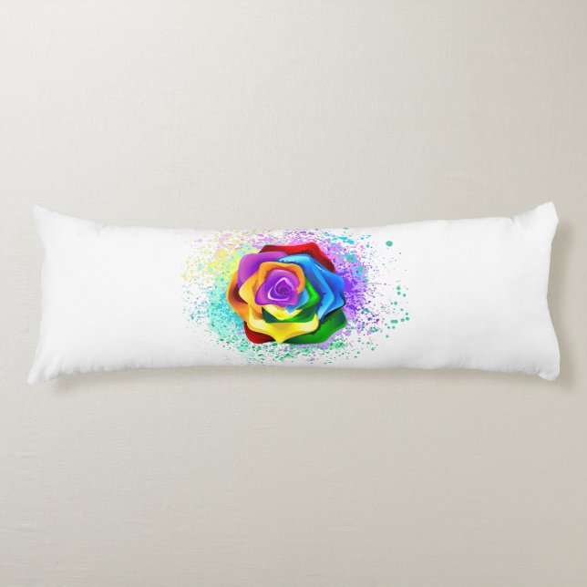 Colorful Rainbow Rose Body Pillow (Front)