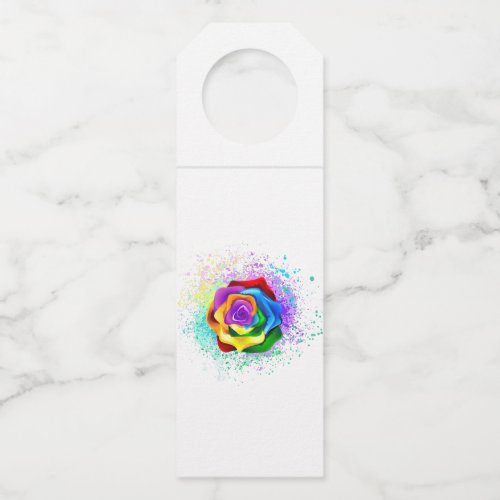 Colorful Rainbow Rose Bottle Hanger Tag