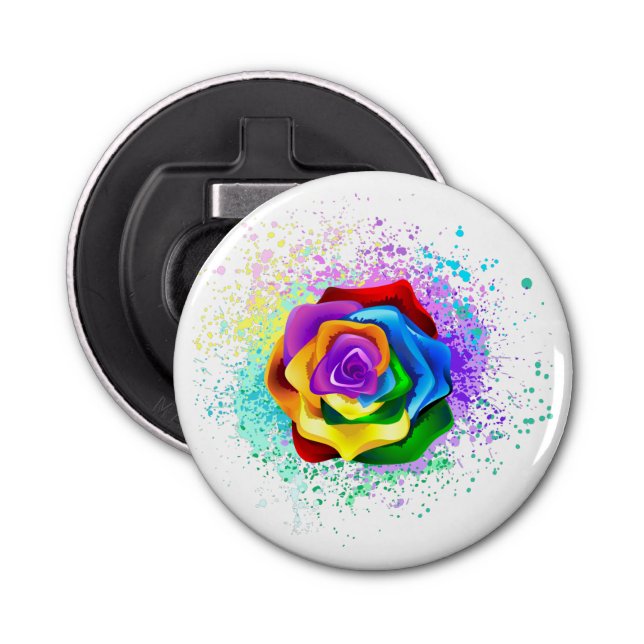 Colorful Rainbow Rose Bottle Opener (Front)